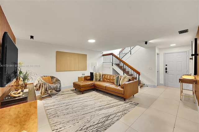 view of tiled living room