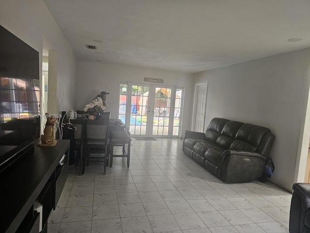 living room with french doors