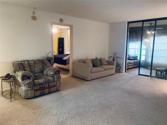 living room featuring carpet flooring