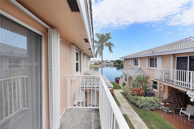 balcony with a water view