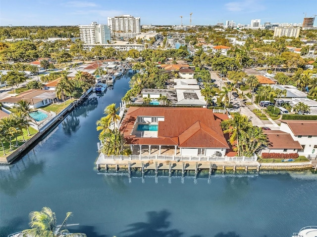 bird's eye view featuring a water view