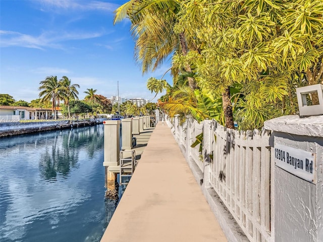 view of dock featuring a water view