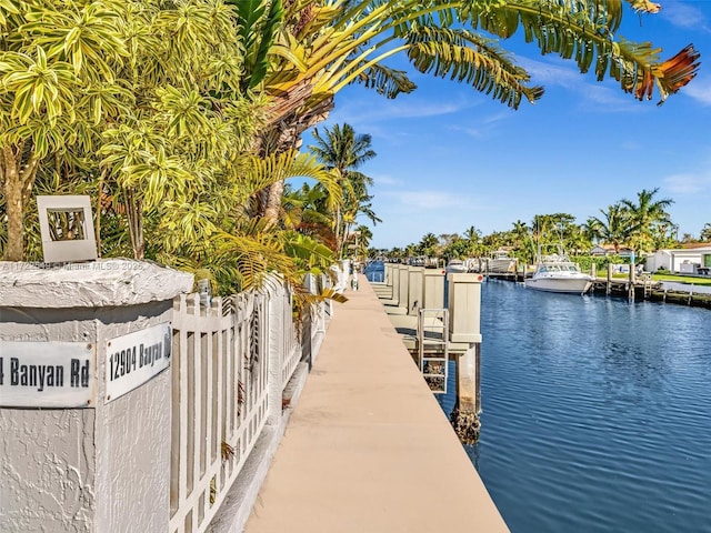 dock area featuring a water view