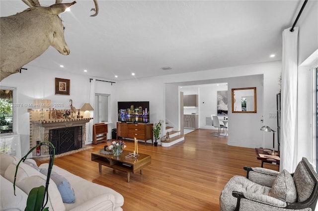 living room featuring light hardwood / wood-style floors