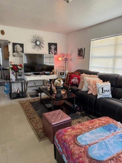 view of tiled living room