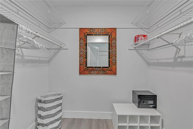 walk in closet featuring wood-type flooring