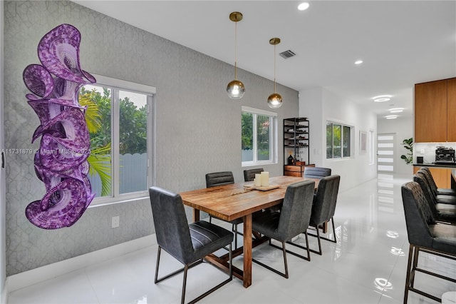 view of tiled dining room