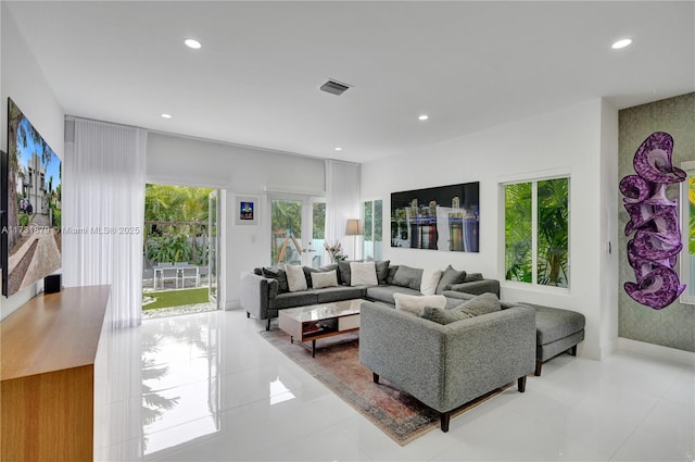 view of tiled living room