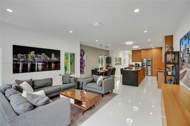 view of tiled living room