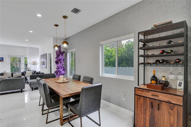 view of tiled dining room