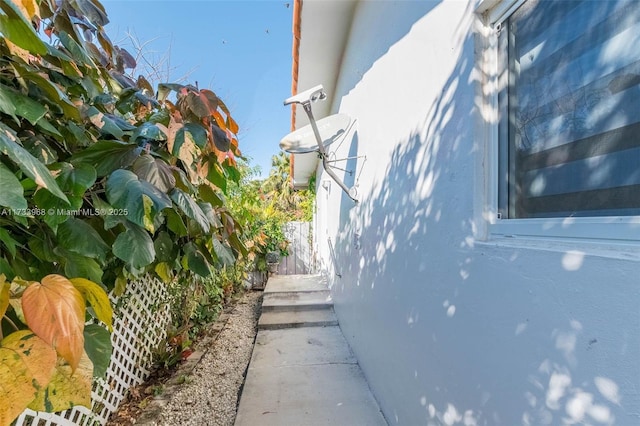 view of home's exterior with stucco siding