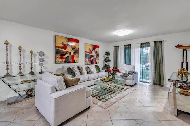 view of tiled living room