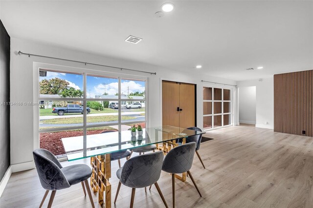 dining room with light hardwood / wood-style floors