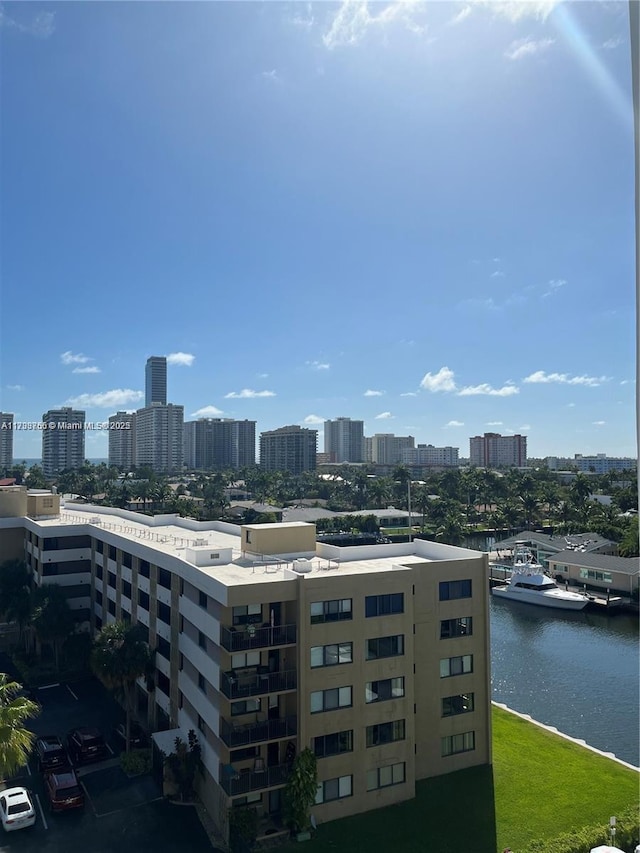 property's view of city with a water view