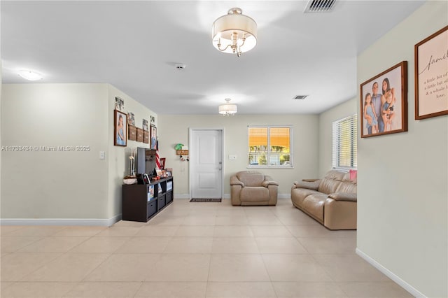 view of tiled living room