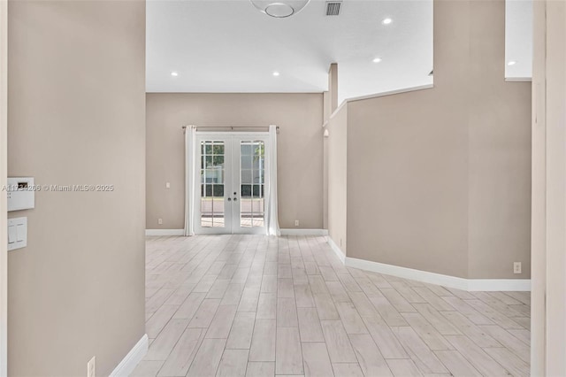 hallway with french doors