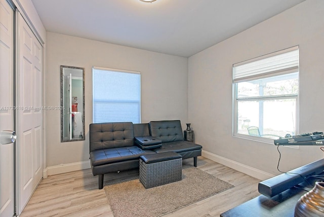 living area featuring light hardwood / wood-style flooring