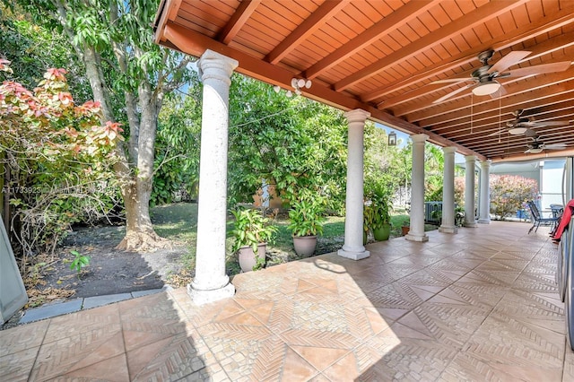 view of patio / terrace with ceiling fan