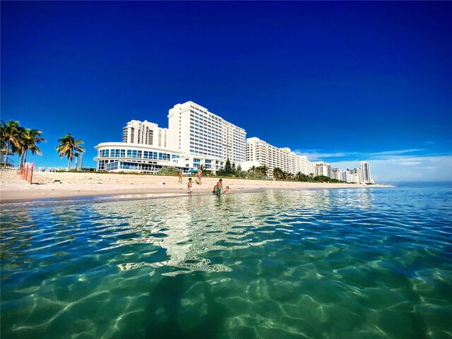 property view of water with a beach view