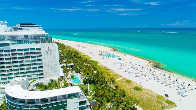 5445 Collins Ave Unit M15, Miami Beach, FL 33140 - bird's eye view with a water view and a beach view