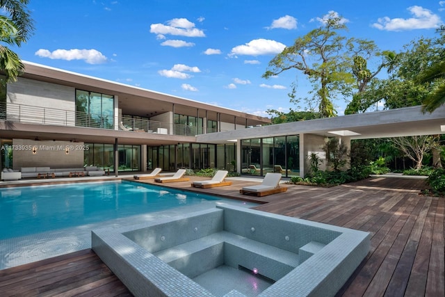 4040 Kiaora St, Miami, FL 33133 - swimming pool with an outdoor living space and a wooden deck