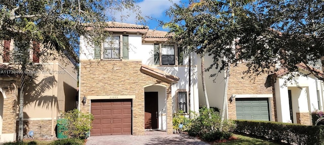 view of front of house with a garage