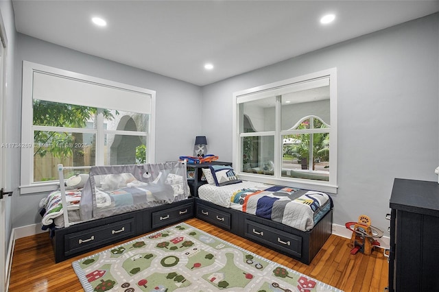 bedroom featuring light hardwood / wood-style floors