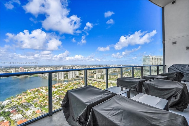 balcony with a water view