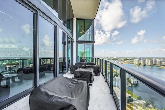 balcony with a water view