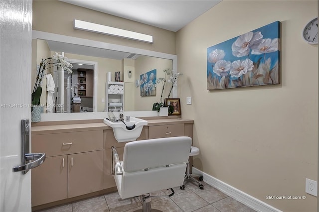 bathroom featuring vanity and tile patterned floors