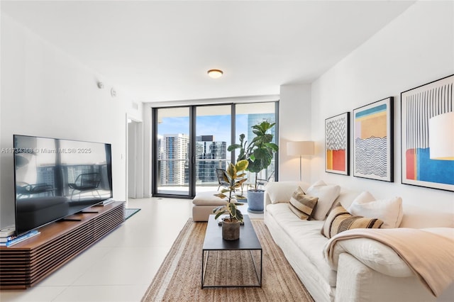 living room featuring floor to ceiling windows