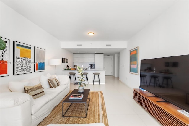 view of tiled living room