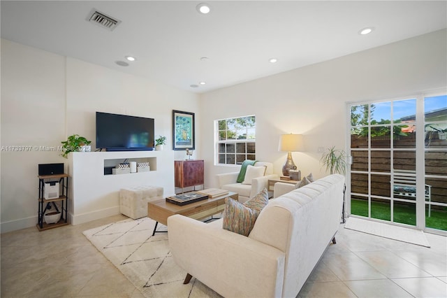 view of tiled living room