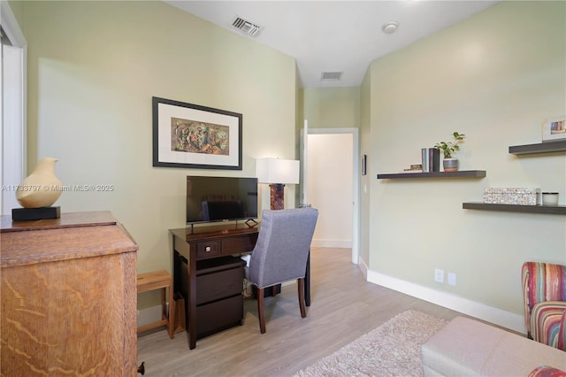 office space featuring light hardwood / wood-style flooring