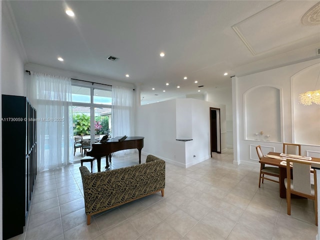 interior space featuring ornamental molding