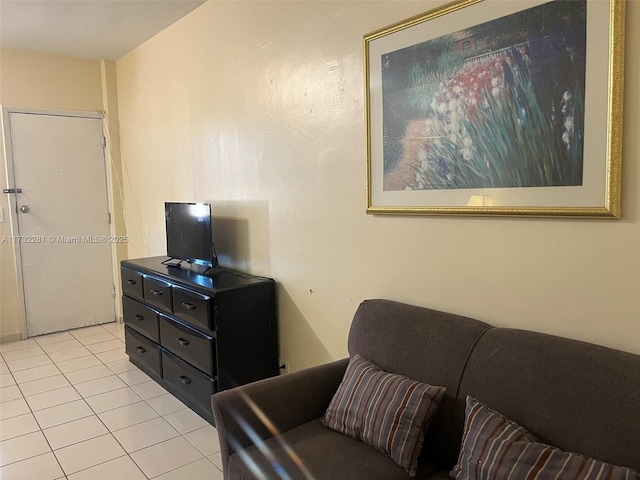 living room with light tile patterned floors