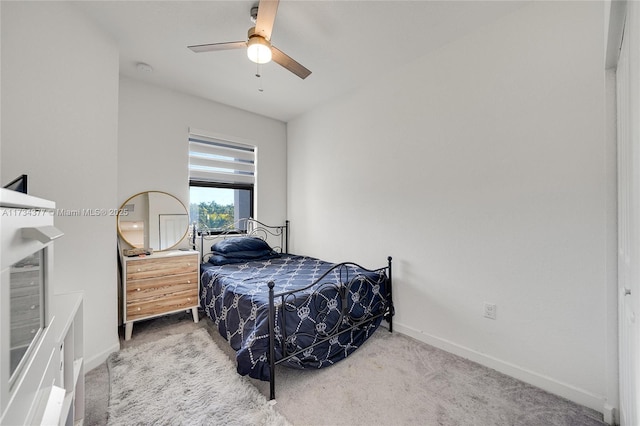 bedroom with carpet flooring and ceiling fan