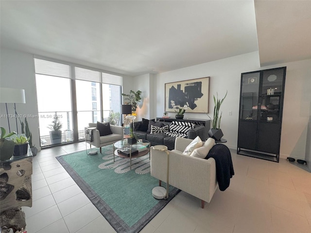 living room with floor to ceiling windows