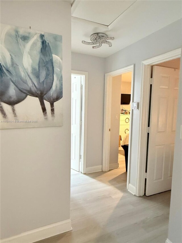 hall featuring light wood-type flooring