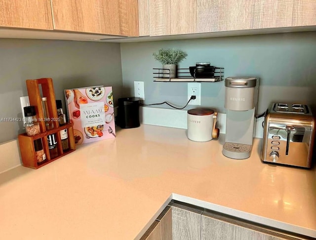 details featuring light brown cabinets