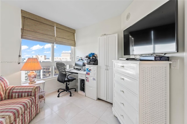 office area featuring light tile patterned floors