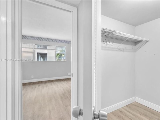 spacious closet with light hardwood / wood-style floors