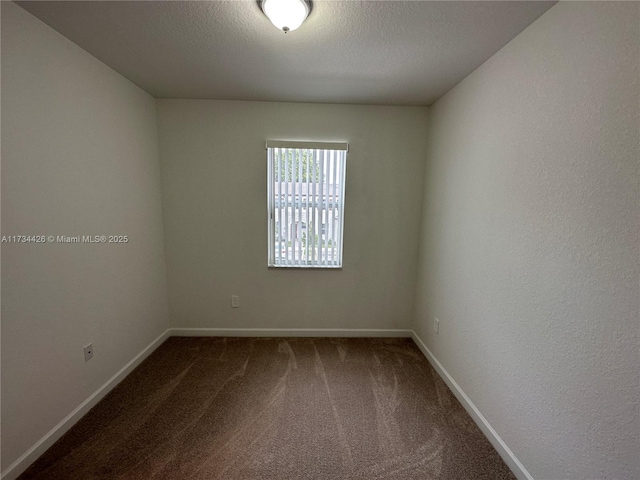 empty room featuring carpet and a textured ceiling