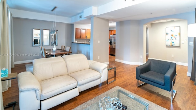 living room featuring wood-type flooring