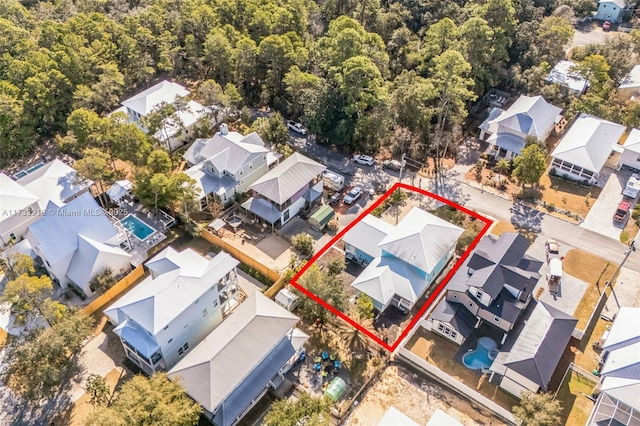 aerial view with a residential view