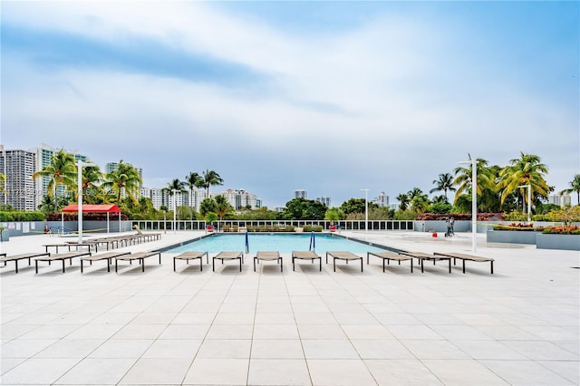 view of pool featuring a patio area