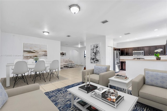 view of tiled living room