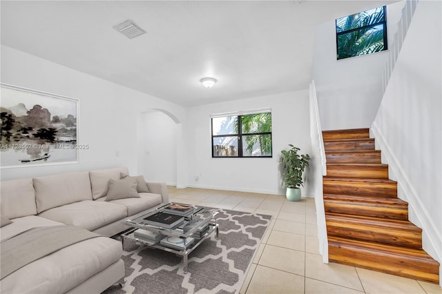 view of tiled living room