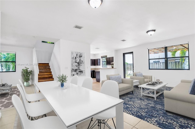 view of tiled dining room