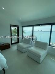 bedroom with concrete floors